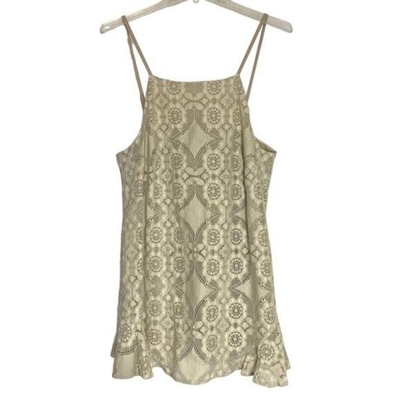 Boho Lace Cami Tank Top beige tan camisole women’s size small eyelet - Picture 9 of 9